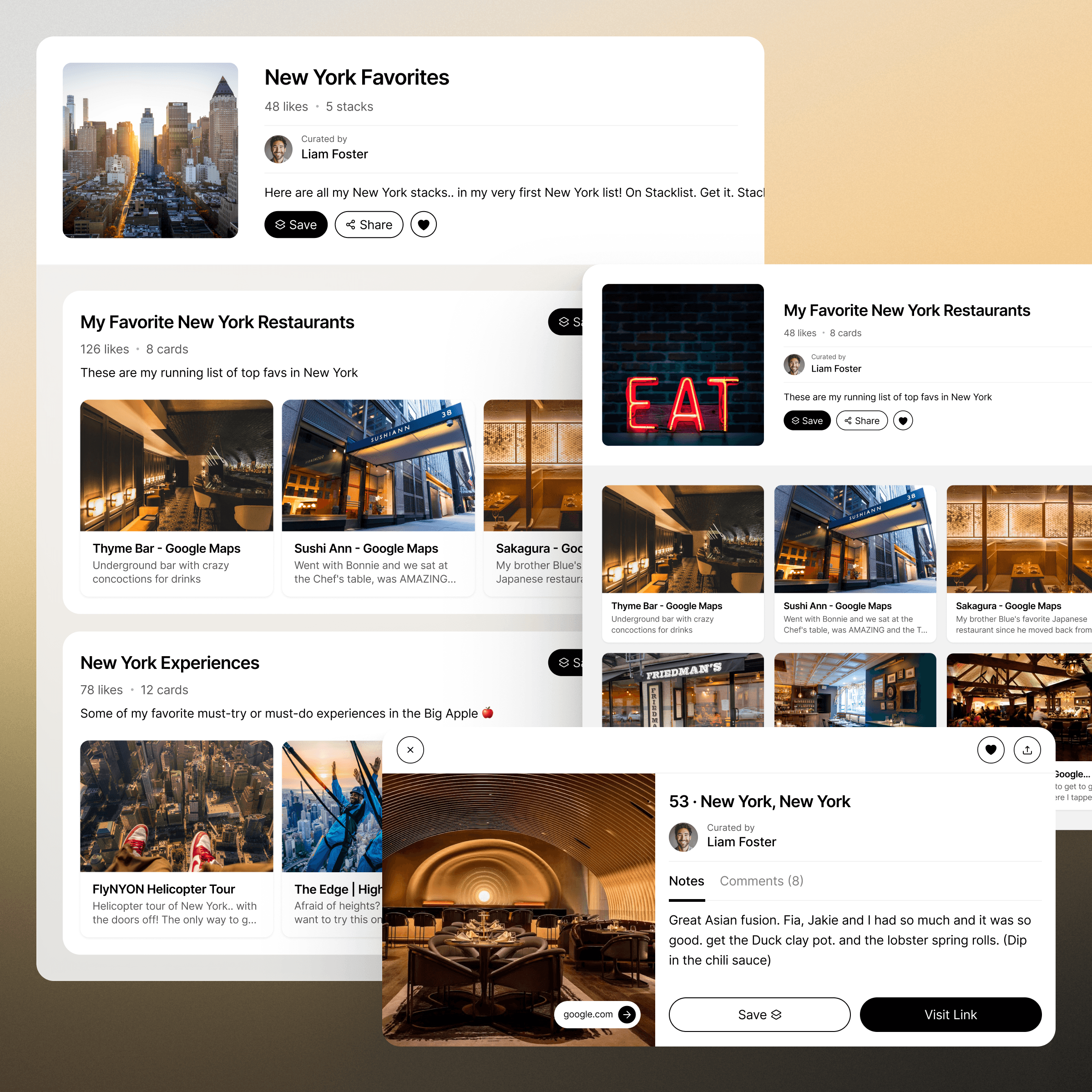 Stacklist hub browsing experience